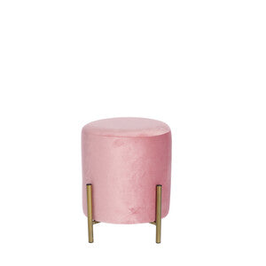 Pouf in velluto con gambe in ferro color rosa dimensioni 29,5x h36 cm