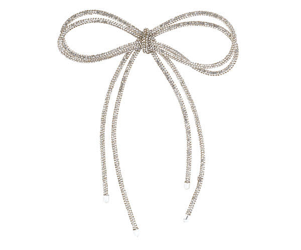 Doppio fiocco strass argento 180x220mm