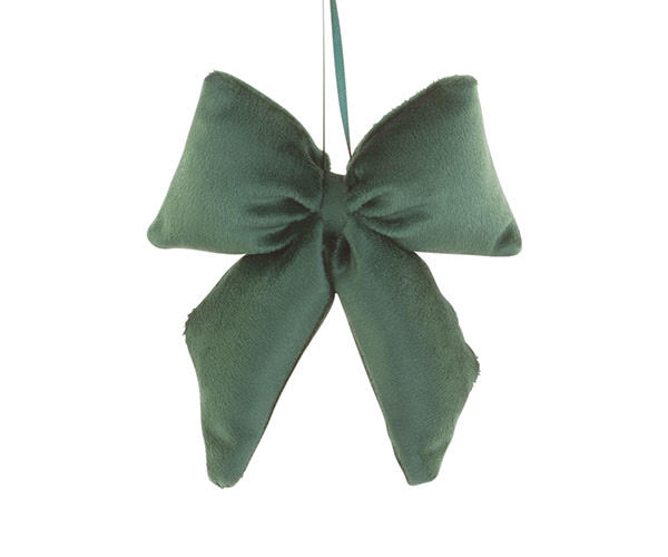 Fiocco in velluto verde da appendere 12x15cm