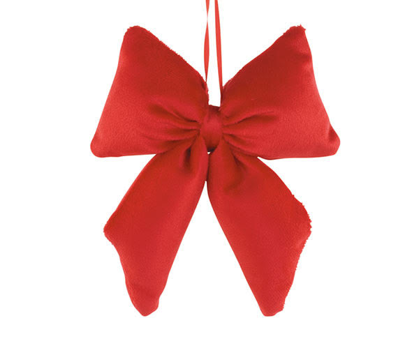 Fiocco in velluto rosso da appendere 12x15cm