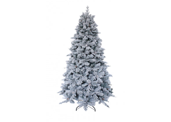 Albero di natale innevato in pvc e pe cogne con pigne 838 rametti da 180 cm
