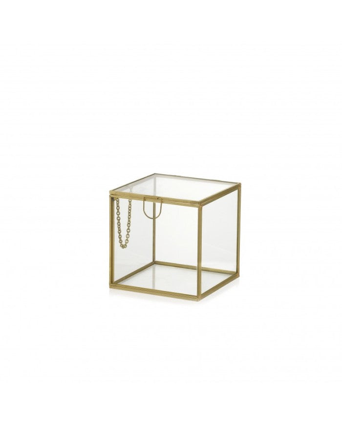 Portagioie cubo box 8x8x8 cm metal oro