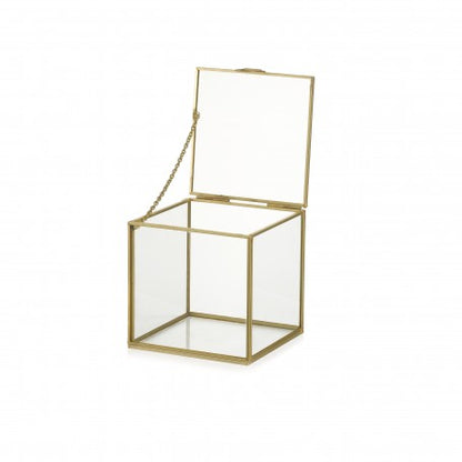 Portagioie cubo box 8x8x8 cm metal oro