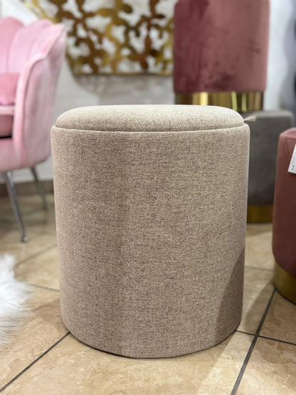 Set 2 pouf beige con Bandeja