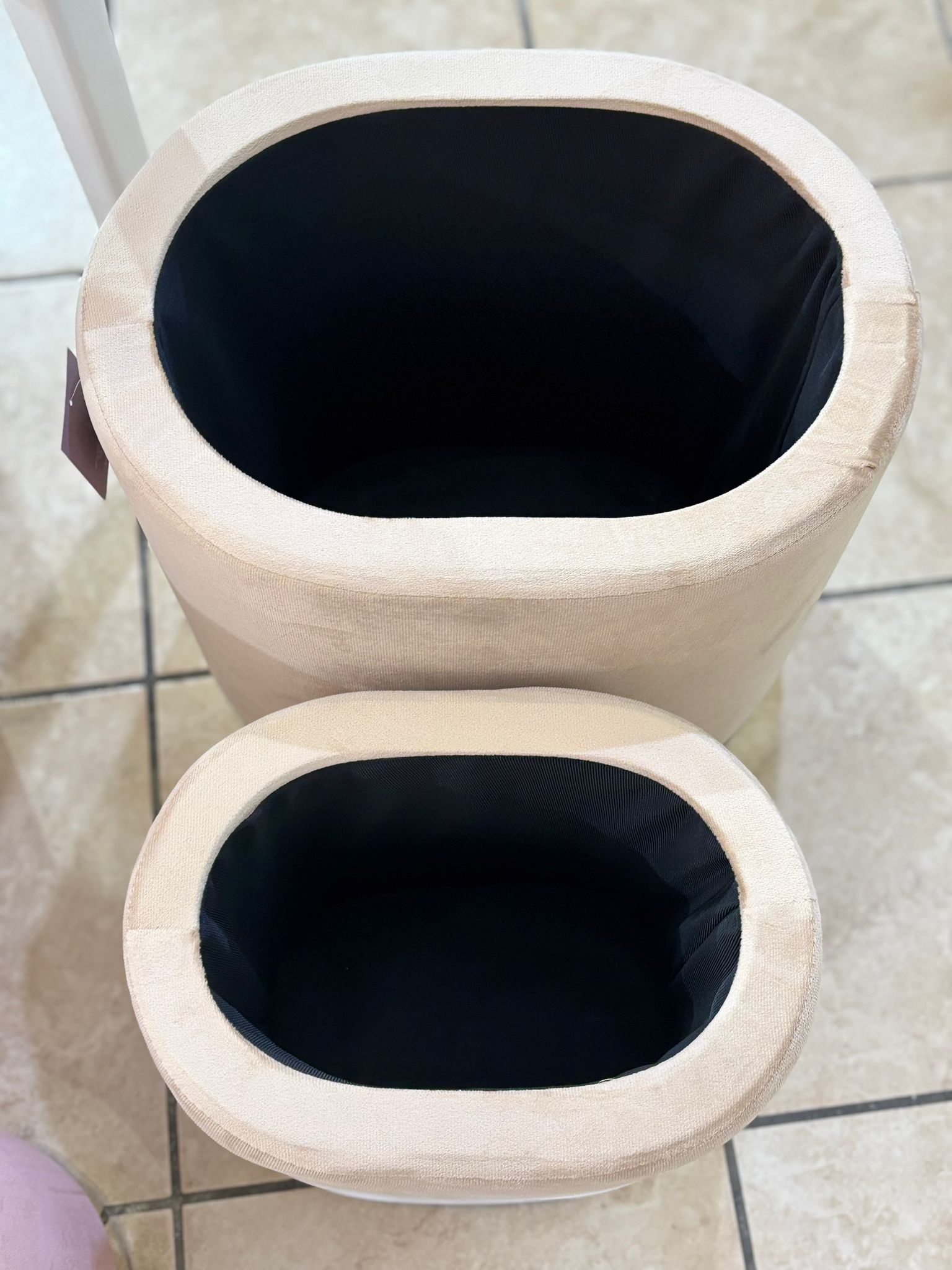 Set pouf ovali grande e piccolo BEIGE