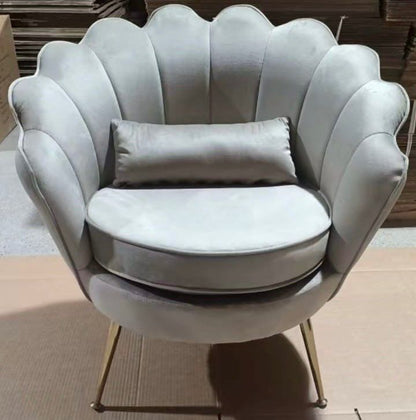 Poltrona in velluto grigio con cuscino 72x65x76h cm