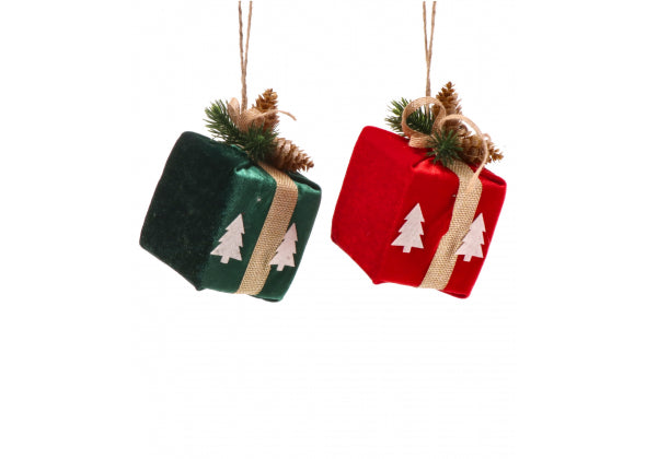 Decorazione in polistirolo da appendere modello pacco 8cm