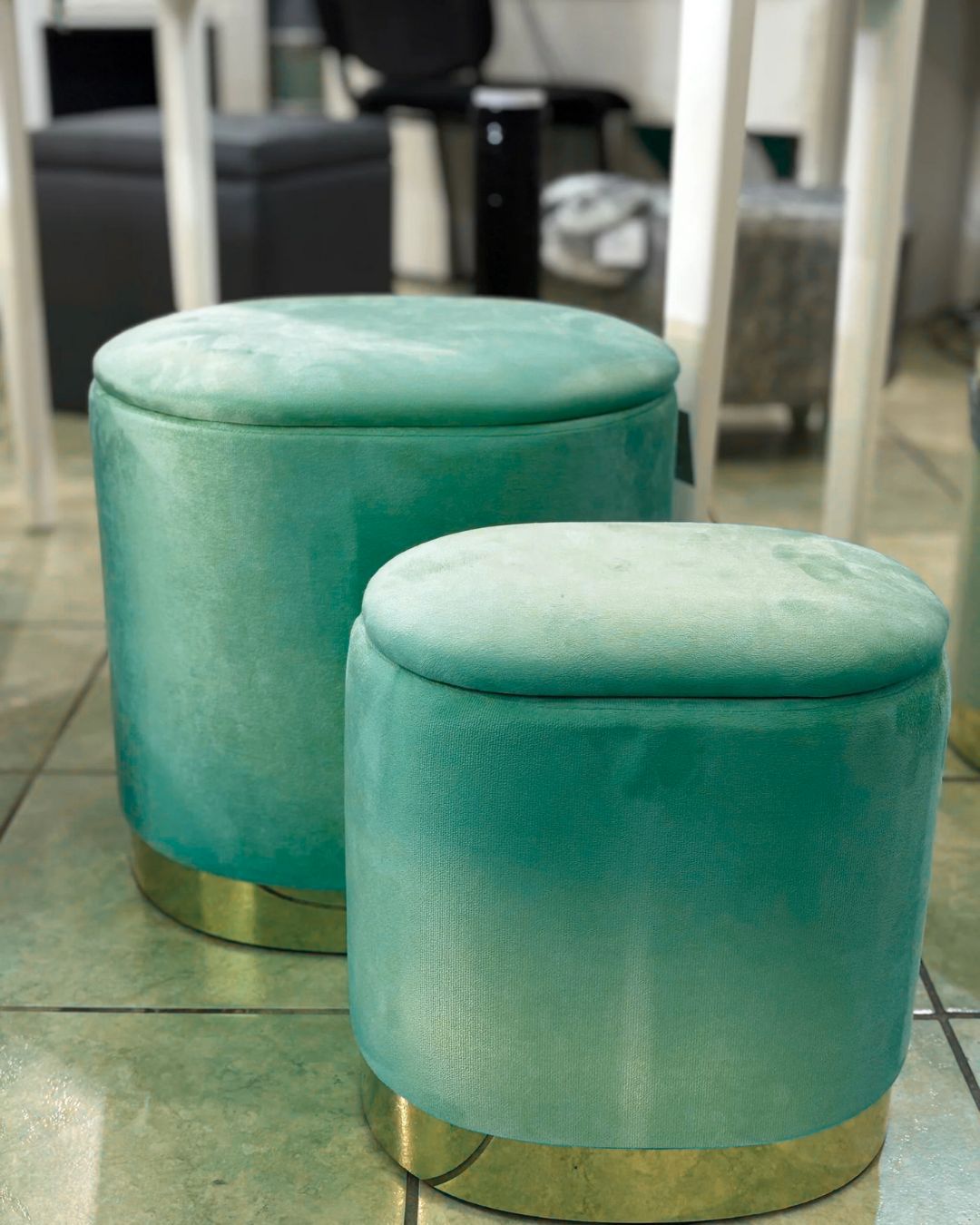 Set pouf ovali grande e piccolo VERDE