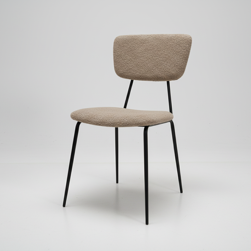 Sedia Kore in tessuto bouclé beige dm.19