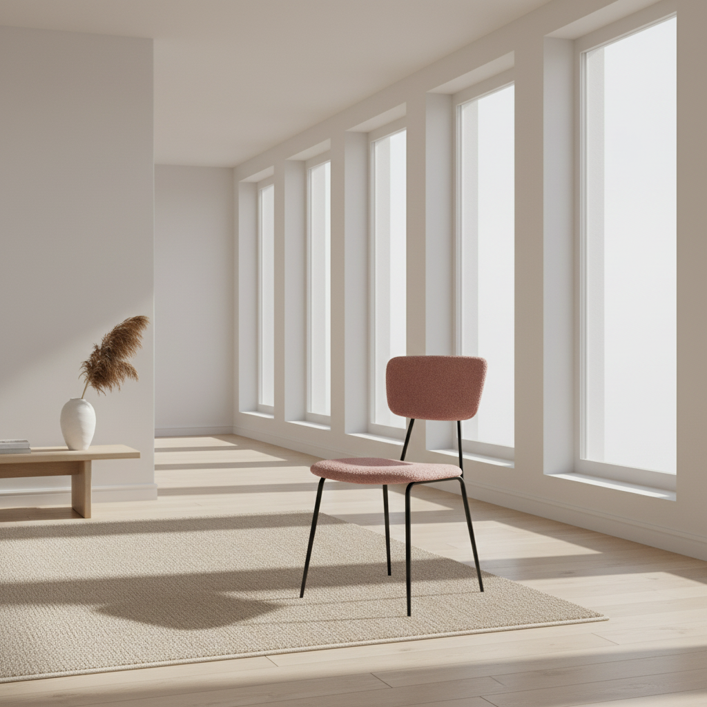 Sedia Kore in tessuto bouclé cipria dm.19