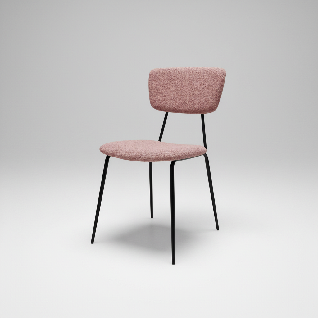 Sedia Kore in tessuto bouclé cipria dm.19