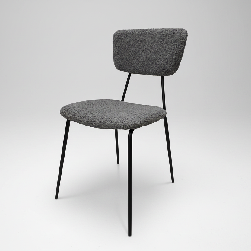 Sedia Kore in tessuto bouclé grigio scuro dm.19
