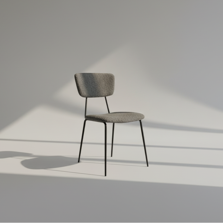 Sedia Kore in tessuto bouclé grigio scuro dm.19