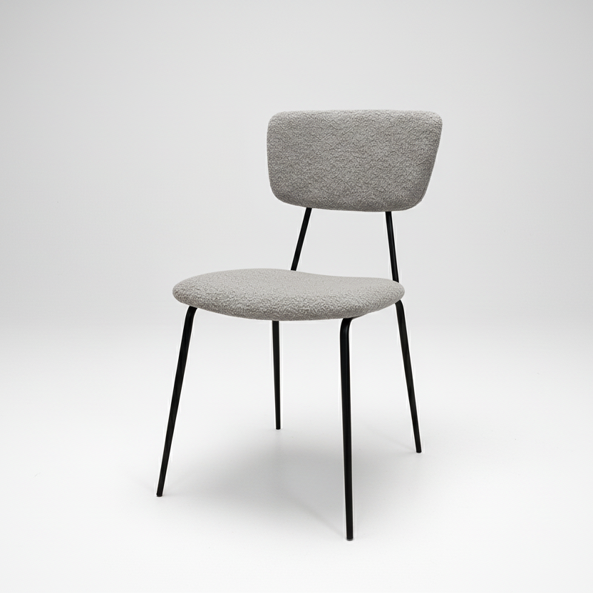 Sedia Kore in tessuto bouclé grigio chiaro dm.19