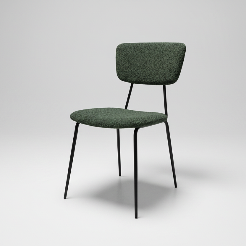 Sedia Kore in elegante tessuto bouclé verde dm.19