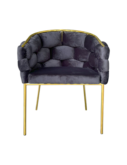 Poltrona imbottita in velluto nero struttura in oro 80x65x65cm