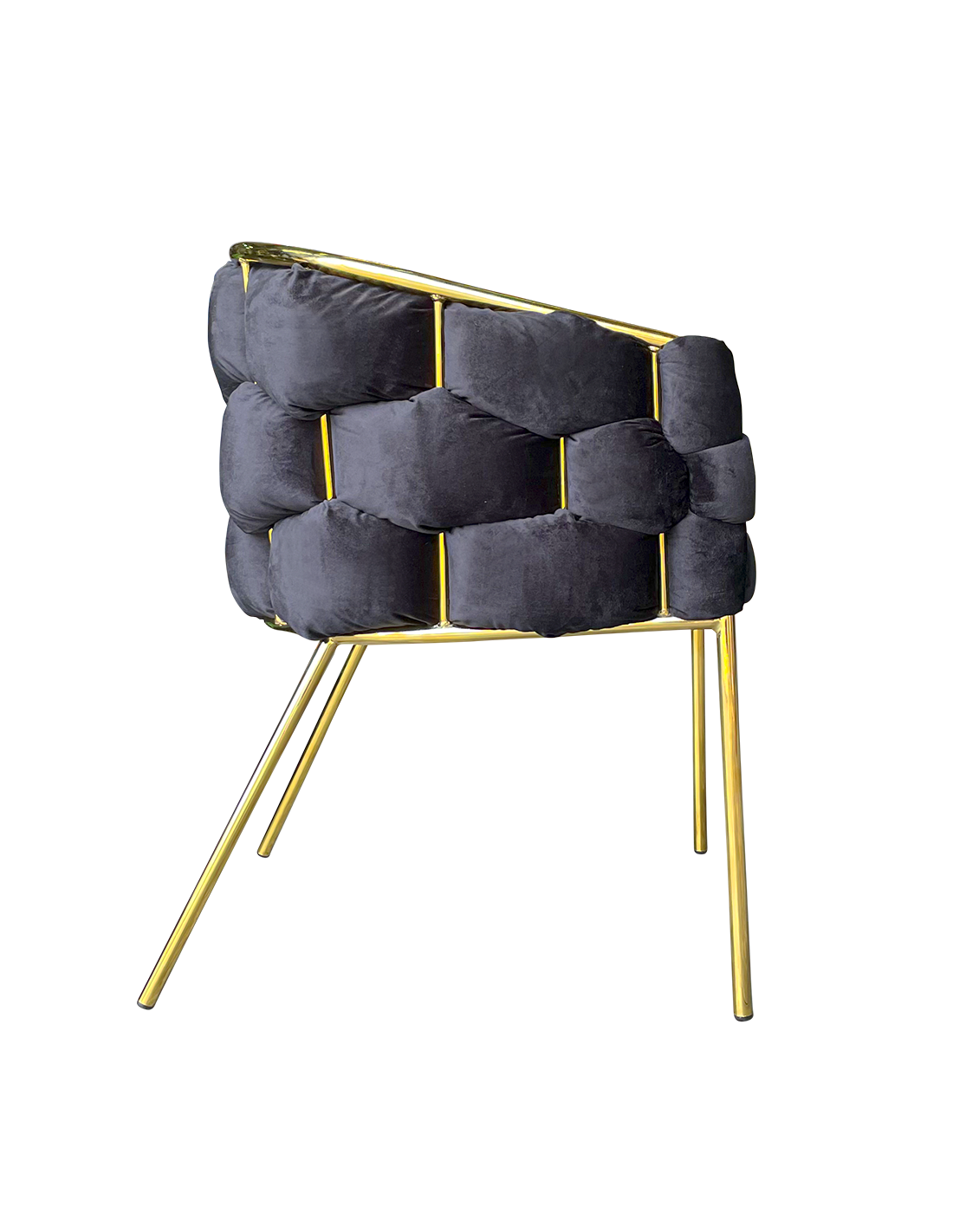 Poltrona imbottita in velluto nero struttura in oro 80x65x65cm