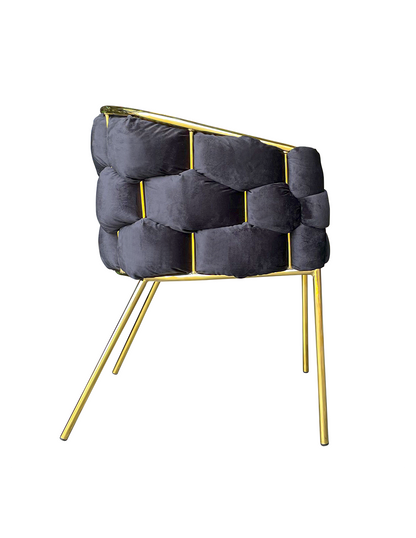 Poltrona imbottita in velluto nero struttura in oro 80x65x65cm