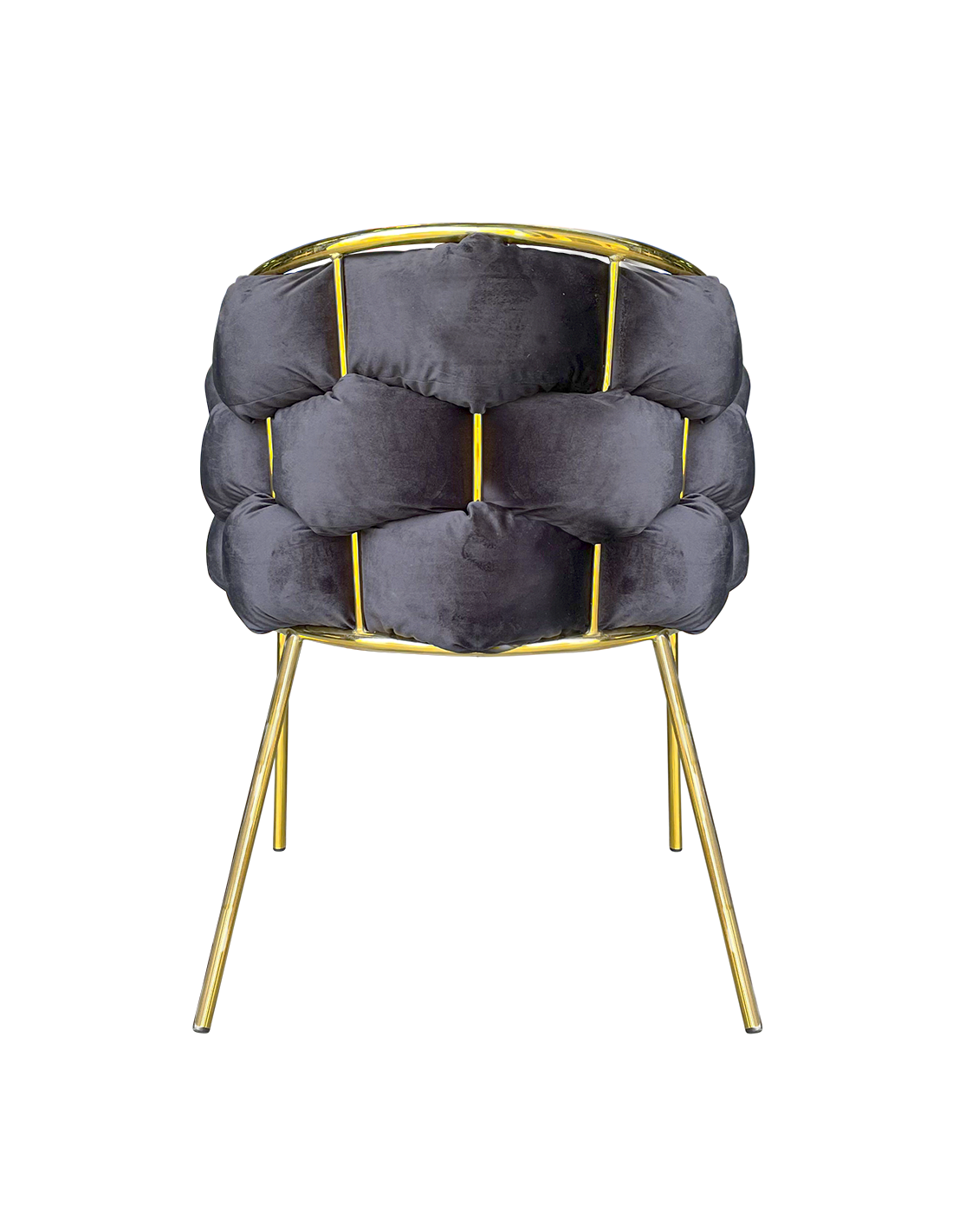 Poltrona imbottita in velluto nero struttura in oro 80x65x65cm