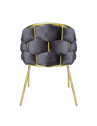 Poltrona imbottita in velluto nero struttura in oro 80x65x65cm