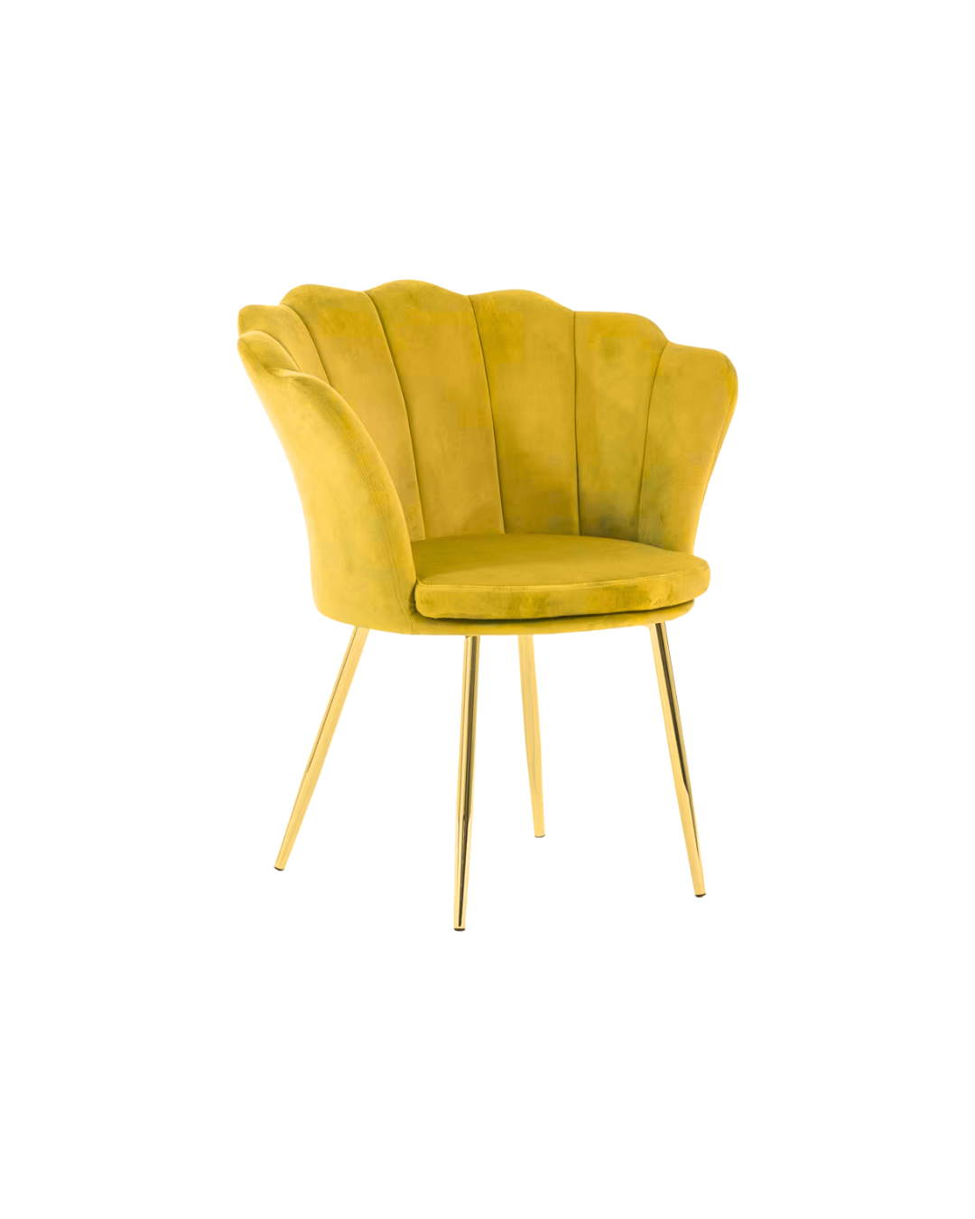 PREORDINE - Poltrona in velluto a conchiglia giallo