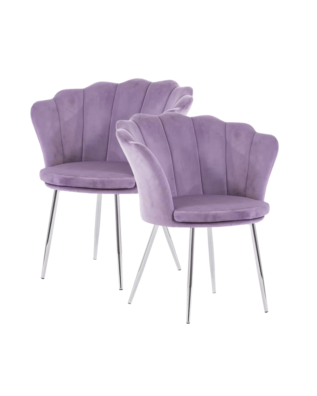 Poltrone in velluto a conchiglia set 2 pezzi lilla