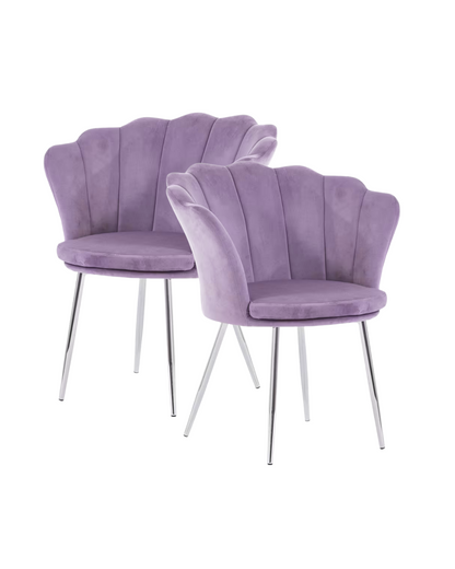 Poltrone in velluto a conchiglia set 2 pezzi lilla