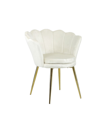 PREORDINE - Poltrona in velluto a conchiglia set 2 pezzi panna