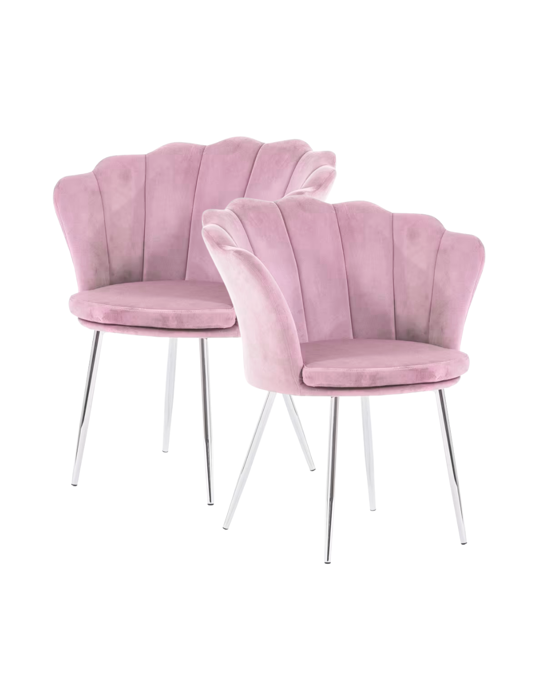 PREORDINE - Poltrona in velluto a conchiglia set 2 pezzi rosa chiaro