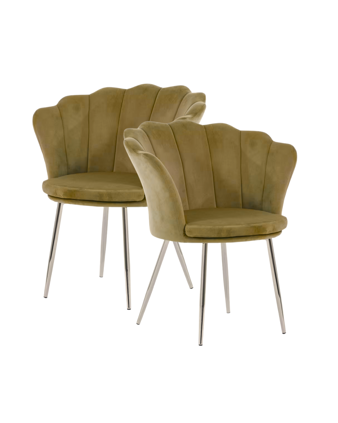 PREORDINE - Poltrona in velluto a conchiglia set 2 pezzi tortora