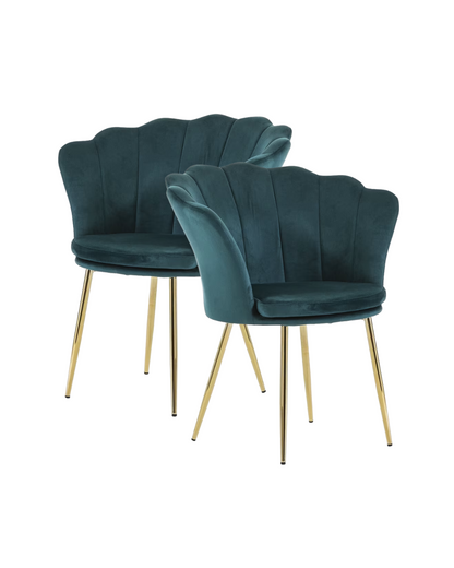 Poltrona in velluto a conchiglia set 2 pezzi verde