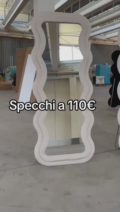 PREORDINE - Specchio da pavimento con cornice in velluto 70x170 cm