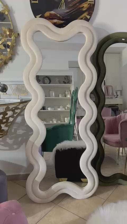 Specchio da pavimento in velluto 70x170 cm panna