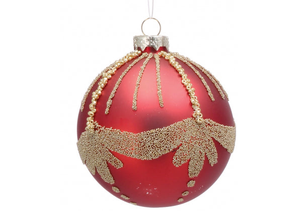 Set 12 sfere di natale rosso e oro in vetro da 8 cm