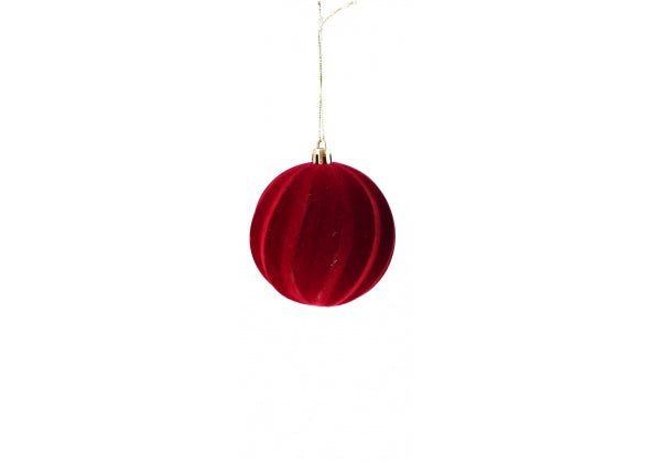 Set 12 palline di natale rosse in polistirolo e tessuto 8 cm