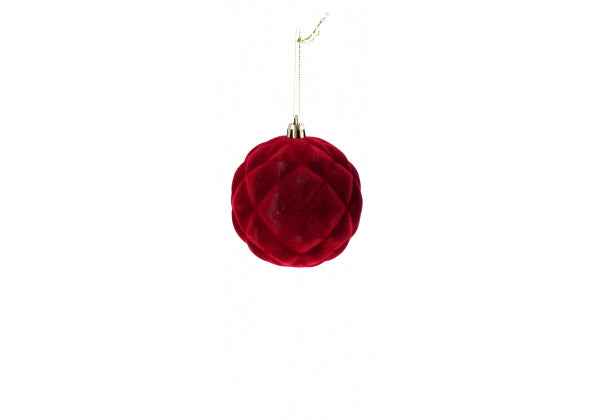 Set 12 palline di natale rosse in polistirolo e tessuto 8 cm