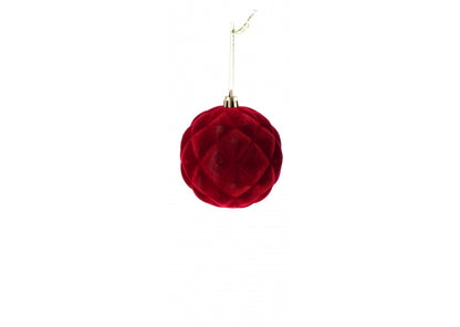 Set 12 palline di natale rosse in polistirolo e tessuto 8 cm