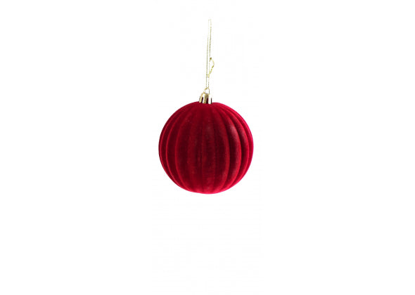 Set 12 palline di natale rosse in polistirolo e tessuto 8 cm