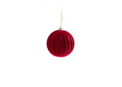Set 12 palline di natale rosse in polistirolo e tessuto 8 cm