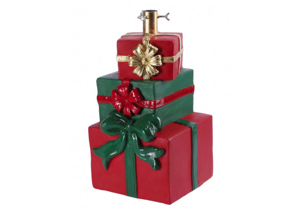 Base albero di natale in magnesio mag pacchi verde e rosso cm. 29,5 x 28 x h. cm. 48