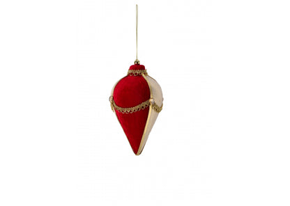 Decorazione per albero di natale a goccia in polistirolo e tessuto