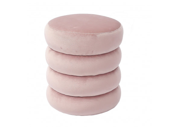 Pouf rotondo in velluto rosa dimensioni cm. 40 x h. cm. 48,5