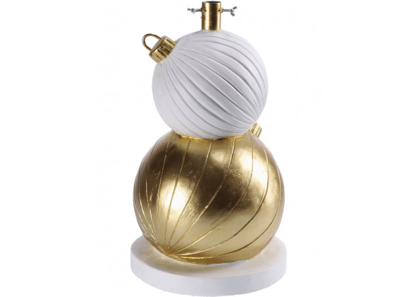 Base albero di natale in magnesio pallina di natale bianca e oro cm. 32 x h. cm. 58