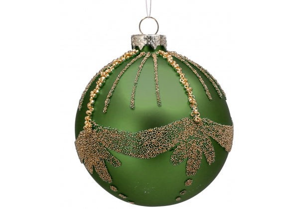 Set 12 sfere di natale verde in vetro da 8 cm