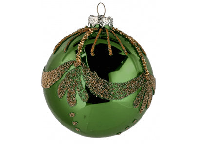 Set 12 sfere di natale verde in vetro da 8 cm