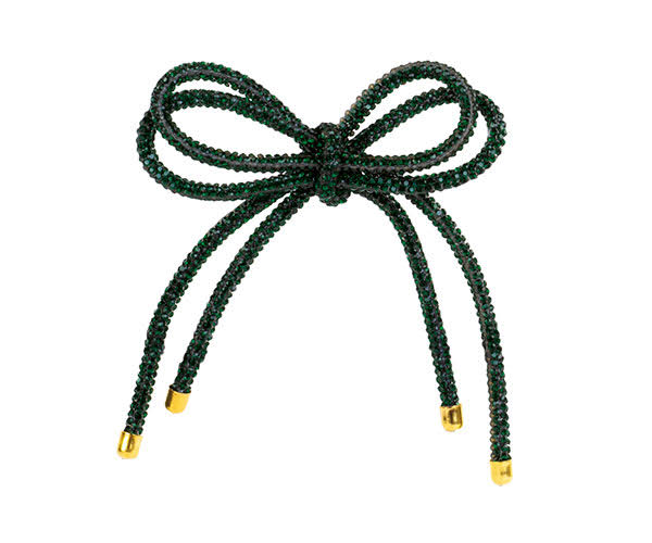 Doppio fiocco strass verde 100x130mm